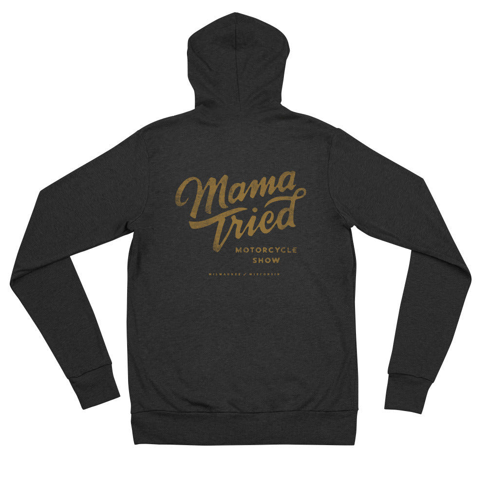 Mama Tried " Distressed" Logo Unisex zip hoodie