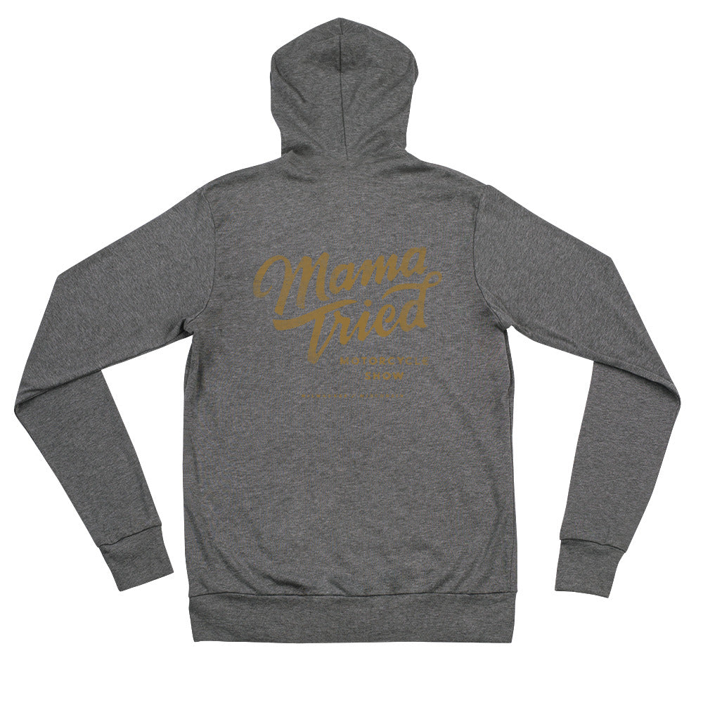 Mama Tried " Distressed" Logo Unisex zip hoodie